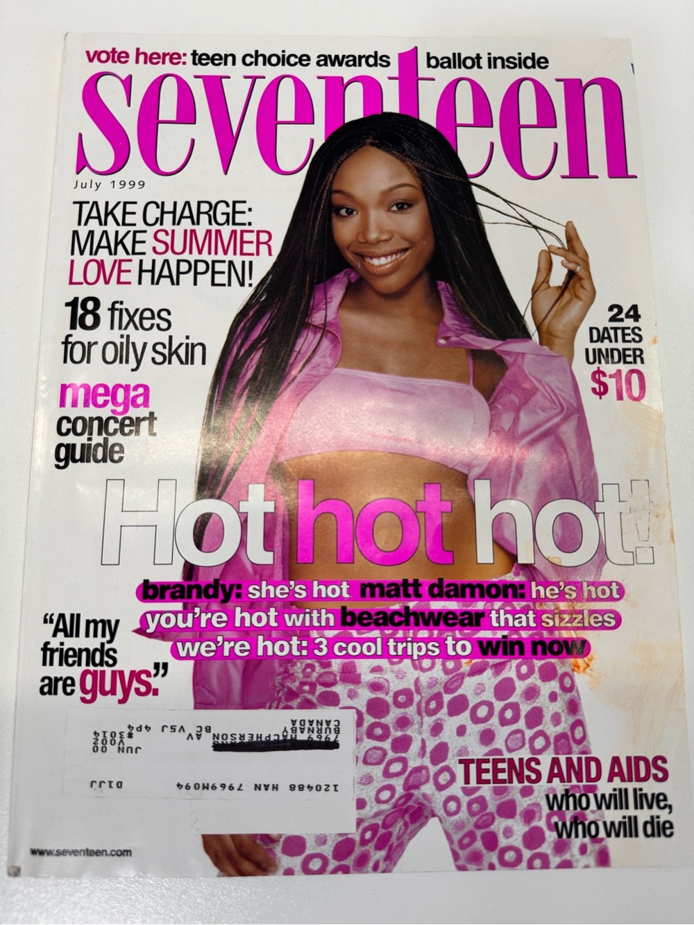 Seventeen 17 Teen Magazine July 1999 Brandy